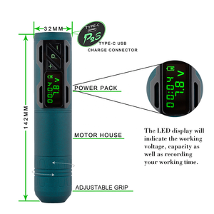 EZ <span class=keywords><strong>Portex</strong></span> Generation 2S (P2S) Drahtlose Batterie patrone Tattoo Pen Machine Kunden spezifischer Schweizer Motor Matte Xmas Green 1800 MAH - Product Image 4