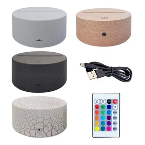 قاعدة مصباح طاولة LED دائرية متصدعة بألوان RGB مع كابل شحن USB، قاعدة إضاءة ليلية LED ثلاثية الأبعاد - Product Image 2
