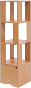 Tree 4-Tier Bookshelf Corner <strong>Slim</strong> Storage <strong>Shelf</strong> with Door, 136cm Tall Bookcase Shelving <strong>Unit</strong> - Product Image 6