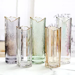 ホットピックカラフルなガラスシリンダー花瓶卸売業者安いガラス & クリスタル花瓶