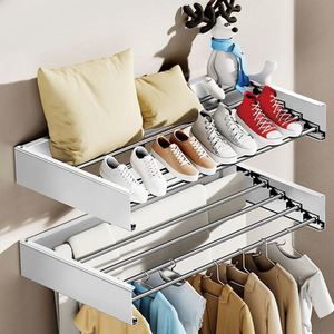 Manual Metal Wire Foldable Laundry <b>Drying</b> <b>Rack</b> <b>Wall</b> Folding <b>Clothes</b> Hangers Metal Hooks <b>Drying</b> <b>Rack</b> for <b>Clothes</b> Hanger Laundry - Product Image 4