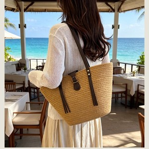 Sac de plage tressé en PU, nouveau, grande capacité, avec fermoir magnétique, pour femme, vente en gros - Product Image 3