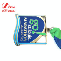Médaille de sport personnalisée en métal émaillé, vierge, pour la course de marathon, en gros, OEM, couleur or