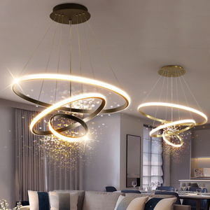 <span class=keywords><strong>Luce</strong></span> pendente appesa a cerchio per la casa in <span class=keywords><strong>ferro</strong></span> a Led 3 anelli in acrilico lampadario per illuminazione personalizzata - Product Image 3