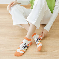 Chaussettes courtes pour femmes, collants courts, chaussettes courtes légères d'été, bas courts mignons de style dessin animé d'été