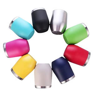 Powder Coating 12Oz Stainless Steel <b>Insulated</b> Vacuum <b>Wine</b> Glass Egg Shape Coffee Mugs <b>Tumbler</b> With Lid - Product Image 3