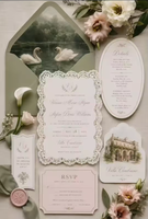 Invitaciones de Boda Hechas a Mano con Impresión Tipográfica, con Detalles para el Sobre, Tarjetas de Respuesta y Tarjetas de Alojamiento