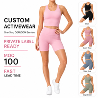 Ensemble de yoga 2 pièces pour femme : débardeur court dos nageur avec soutien-gorge intégré et short cycliste taille haute – Idéal pour la gym, le yoga et les tenues décontractées quotidiennes