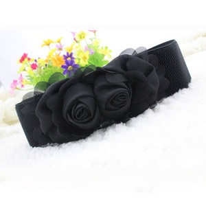 أزياء كورية للسيدات حزام عريض مع حزام خصر معدني مزين بزهرة ورد ممتدة مشبك - Product Image 6