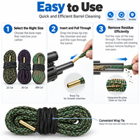AVIC HANGTE Brosse de nettoyage réutilisable en coton et laiton pour canon de fusil, outil de nettoyage de canon multi-calibre, accessoires de chasse portables