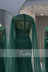 Ruolai baju pesta lengan panjang untuk wanita, gaun malam lengan panjang leher-o, gaun pesta dansa lengan Puff, gaun putri duyung untuk wanita - Product Image 4