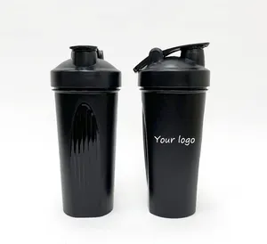 Body Building Gratis Gym Sport Gepersonaliseerde Plastic Water Mengen Bal Flessen Eiwit Custom Black Shaker 600Ml