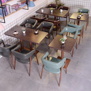 Vente directe Rétro Western <span class=keywords><strong>Restaurant</strong></span> Café Table Chaise Combinaison pour Restauration Rapide Thé Au Lait Dessert Boutique pour Traiteur Burger Shop - Product Image 2