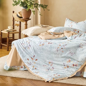 YCSP Reactive Digital Printing Flat <strong>Sheet</strong> Duvet Cover Pillowcase 4PC Floral Pattern <strong>Set</strong> Brushed Finish Cotton Bedding <strong>Set</strong> - Product Image 3