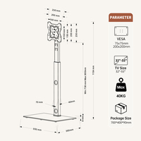 Soporte de TV LED para Piso Personalizado Khcoohoo, de 32-55 Pulgadas, Rotación de 90 Grados, Inclinación de 25 Grados, Base de Vidrio y Acero, con Certificación CE y Gestión de Cables