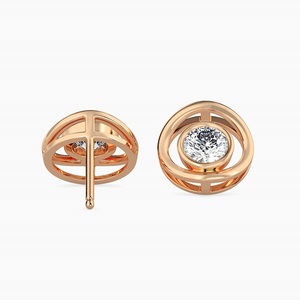 ต่างหูเพชรทรงบริลเลียนต์ 0.5 กะรัต เพาะเลี้ยงในห้องปฏิบัติการ ทองคำ 14K สีโรสโกลด์ พร้อมใบรับรอง เหมาะสำหรับงานแต่งงานสำหรับผู้หญิง - Product Image 3