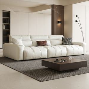 Ensemble de canapés en <span class=keywords><strong>cuir</strong></span> crème minimaliste italien, salon moderne, luxe, canapé modulaire en <span class=keywords><strong>cuir</strong></span> anti-griffes pour appartement - Product Image 3