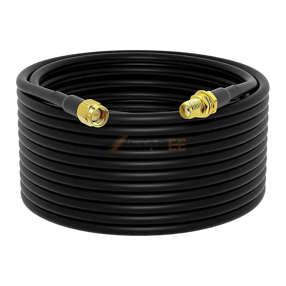 RP SMA Male Plug to RG58 Coaxial Cable with IP68 Waterproof Rating for Outdoor RF Applications