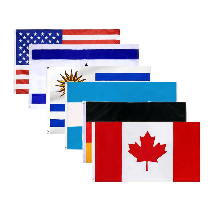 ขายส่งทั่วโลก 100% โพลีเอสเตอร์พิมพ์ธงชาติราคาถูก 3x5 ฟุตธงชาติทั้งหมดของโลกในสต็อก