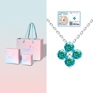 Cardermay S925 <b>Silver</b> Pendant <b>Necklace</b> Blue Flower Design Gift Jewelry - Product Image 1