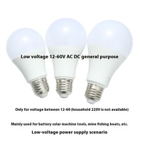 Ampoule LED globe DC AC 12V/24V/36V/48V avec culot E27, corps en plastique basse tension pour éclairage de bateaux de pêche, machines-outils et batteries