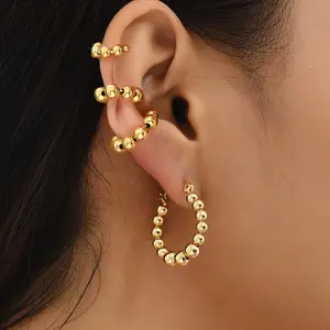 批发定制几何耳环大串珠耳环印度珠18k珠宝镀金耳环
