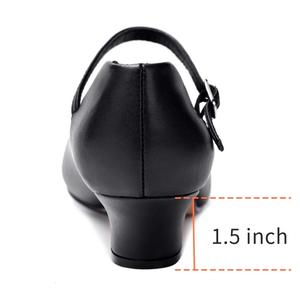 <span class=keywords><strong>Chaussures</strong></span> de danse latine pour femmes pour la salle de bal Tango <span class=keywords><strong>Flamenco</strong></span> Plates 3CM Matériel souple imperméable Bout fermé Fermeture à enfiler Été Automne - Product Image 2