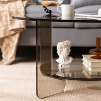 Table basse moderne en acrylique transparent avec rangement pour salon et petit appartement