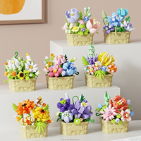 Mini blocs de construction, panier de fleurs, bouquet floral, ensemble de construction, micro blocs, modèle d'assemblage DIY, décoration de bureau, cadeau