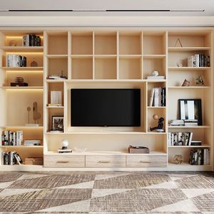 Meuble TV flottant de luxe moderne, support mural LED de haute qualité pour salon ou hôtel, utilisation élégante en appartement - Product Image 1