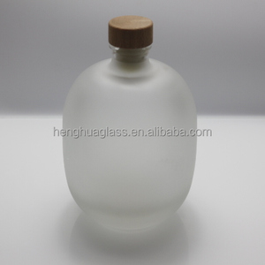 50cl 500ml Spherical Flint Glass Gin <strong>Bottle</strong> Round <strong>Frosted</strong> Liquor Vodka Spirit Whiskey Alcohol <strong>Wine</strong> Glass <strong>Bottle</strong> with Wood Cork