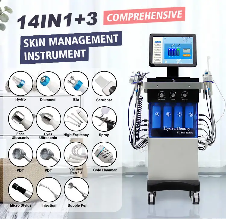 hot selling 14 in 1 skin analyzer system hydro dermabrasion machine oxygen jet beauty facial machine with better price