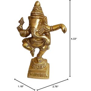 PARIJAT HANDICRAFT Shabby Chic Luxury Ganesha Statue Handmade Brass Hindu God for Home Decor Office Pooja <b>Mandir</b> - Product Image 5