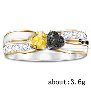 Two Tone Double Heart Inlaid Stone Classic European Style Women's Engagement <b>Ring</b> Romantic Jewelry Lover Gift <b>for</b> <b>Girlfriend</b> - Product Image 5