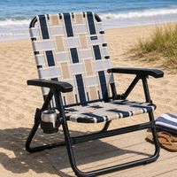 Silla de Jardín Moderna con Correa de Diseño Atractivo, Cintas Tejidas Brillantes y Asiento Plegable para Playa, Ideal para el Patio y el Ocio