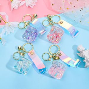 Acrylic Oil in Night Glow Water Cup Keychain Pendant Cute Car Jewelry <b>Floating</b> Sand Exquisite Bag Pendant - Product Image 1