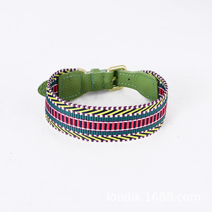 Ensemble collier et laisse pour chien en nylon imperméable avec décoration en plumes de luxe, vente en gros, personnalisable, multicolores, pour l'extérieur - Product Image 5
