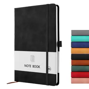 Caderno de diário personalizado com logotipo de impressão personalizado, caderno de capa dura PU preto para impressão de livros de diário personalizados