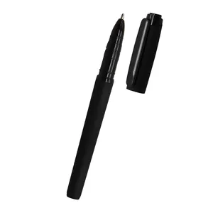 Индивидуальная приемлемая пластиковая мягкая резиновая готовая Черная гелевая шариковая ручка