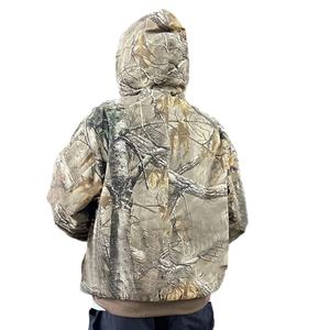 Chaqueta con Cremallera y Capucha de Camuflaje con Estampado de Árboles Realistas Vintage Personalizada para Hombre - Product Image 2