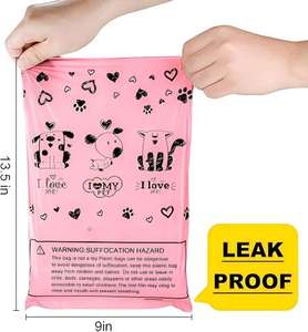 Rouleaux de sacs à déjections canines Huamaohengchun roses, 540 unités, extra épais, résistants aux fuites, écologiques, biodégradables, en nylon - Product Image 4