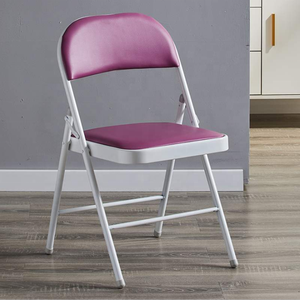 الطعام اجتماع مؤتمر الأسود جلدية كرسي معدني إطار فولاذي بناء نمط طوي كرسي قابل للطي - Product Image 4