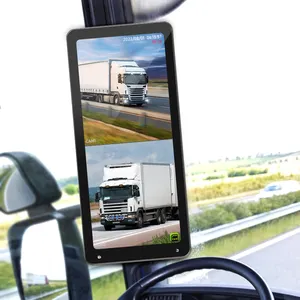 12.3 인치 뒷 전망 LCD 거울 쪼개지는 스크린 이중 사진기 야간 시계 트럭 버스 맹점 감시 체계