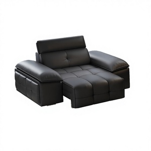 Canapé-<span class=keywords><strong>lit</strong></span> électrique en cuir véritable, fonction, salon, rangée droite, trois places, nouveau noir, extensible et double usage - Product Image 5