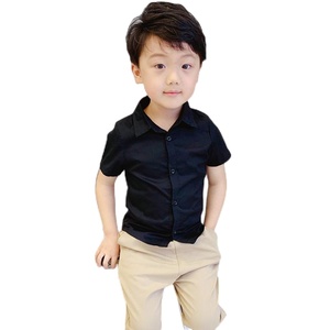 Magliette Casual da ragazzo per la primavera/estate <span class=keywords><strong>con</strong></span> risvolto monopetto a tinta unita camicie <span class=keywords><strong>con</strong></span> maniche corte per bambini - Product Image 1