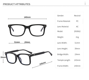 New Retro Clear Optical Frames Unisex Anti-<strong>Blue</strong> <strong>Light</strong> Blocking <strong>Filter</strong> <strong>Computer</strong> Eyewear Glasses Promotional Cheap Rectangle Style - Product Image 3
