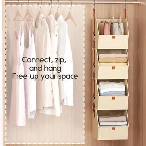 New Multi-Functional Wardrobe Storage <b>Box</b> Freely Assemblable <b>Foldable</b> Hanging Detachable 4-Layer Bedroom Hanging Storage <b>Box</b> - Product Image 3