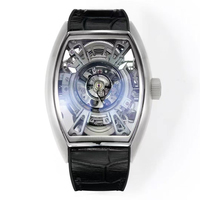 Montre mécanique manuelle de haute précision pour homme, de qualité supérieure, squelette, étanche, argentée, lumineuse, avec tourbillon central