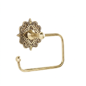 Premium Antique Brass Toilet <b>Paper</b> Holder Ornate Carved Medallion Wall Mounted Bathroom <b>Tissue</b> Roll Open Hanger Stand - Product Image 1