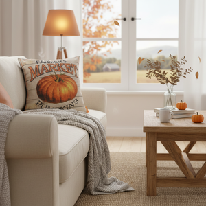 Funda de Almohada Decorativa de Arpillera Vintage de 18x18 Pulgadas con Diseño de Granja y Calabaza para el Día de la Cosecha, Regalos de Temporada CC1531 - Product Image 3